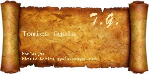 Tomics Gyula névjegykártya
